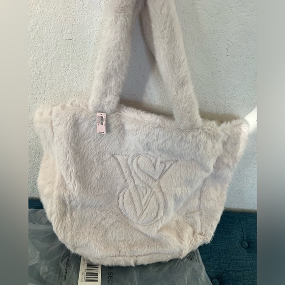 Victoria's Secret Handbags - Victoria’s Secret pink faux fur tote bag